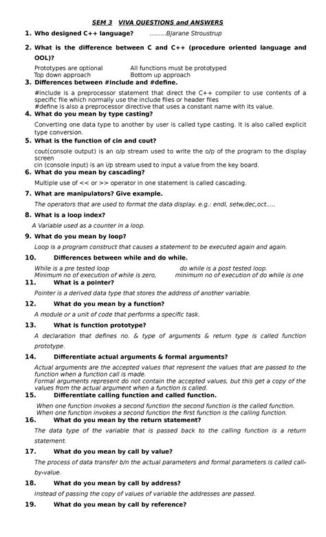 viva test questions and answers